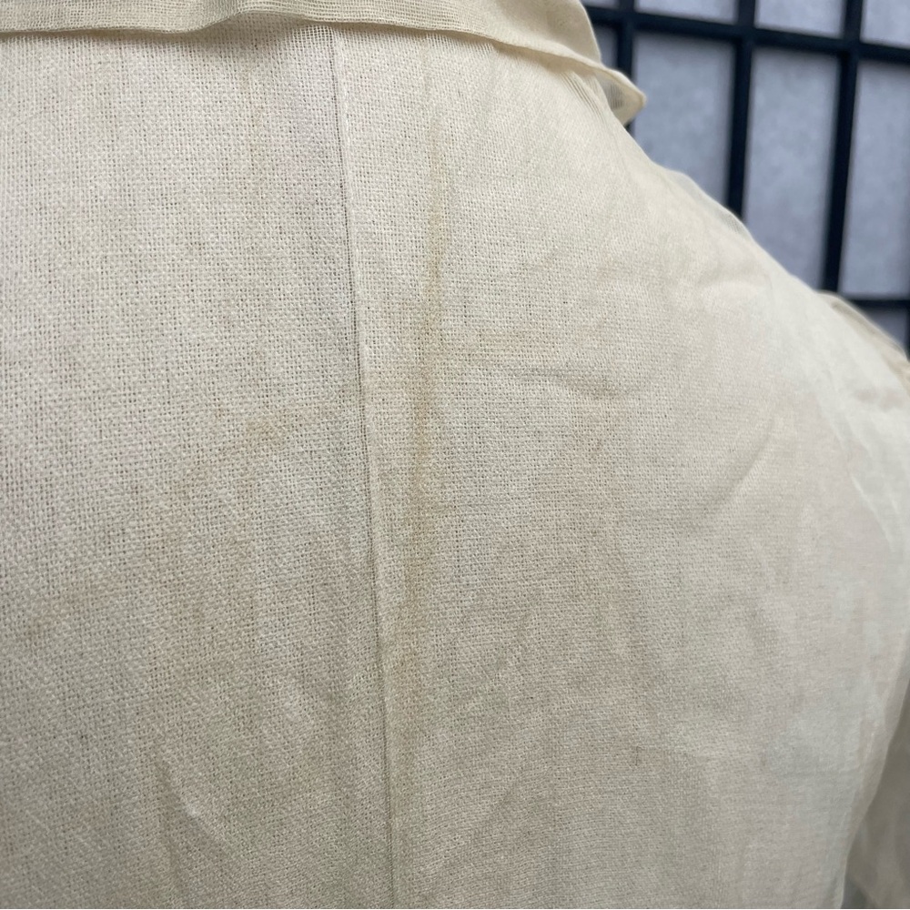 Ethereal Vintage 1940s Ivory Puff Sleeve Sheer Buttons Maxi Wedding Gown XXS - Picture 7 of 16